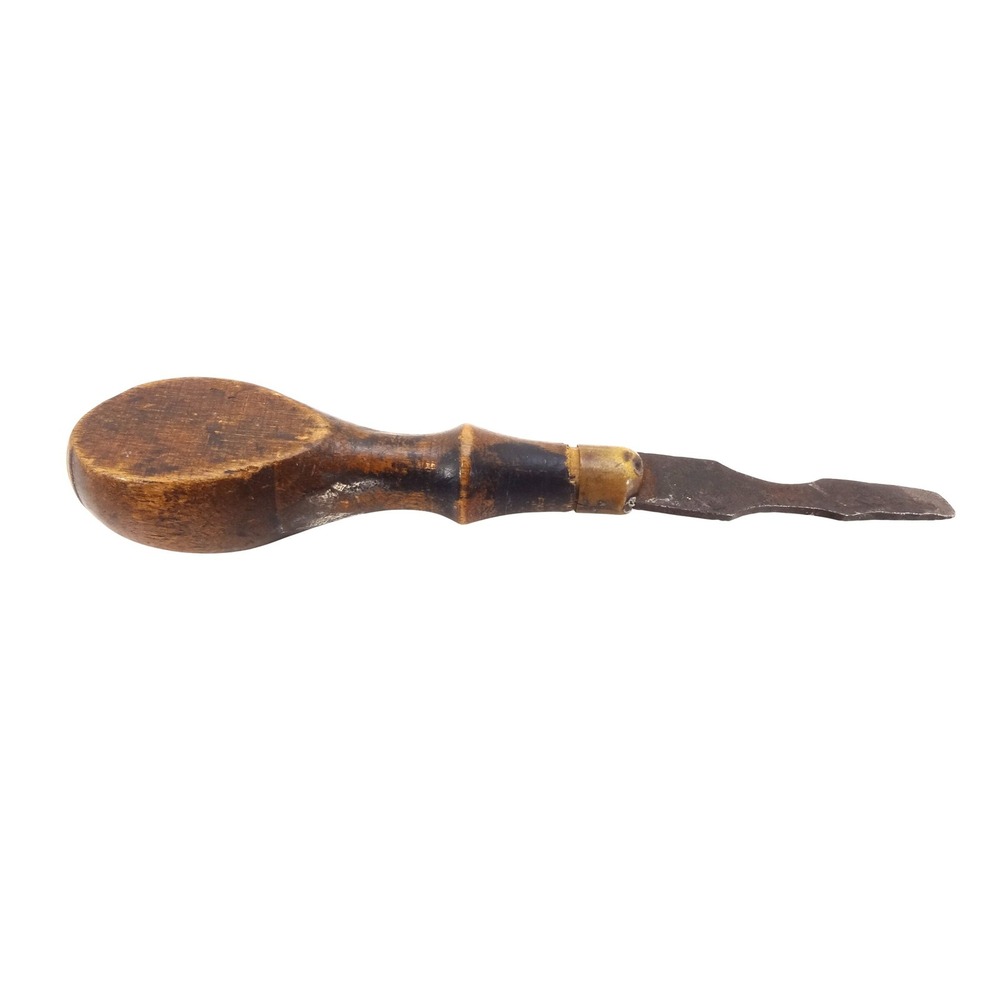 Antique Turnscrew Hand Tool Brown Fair Wood Handle Cabinet and Clock Making